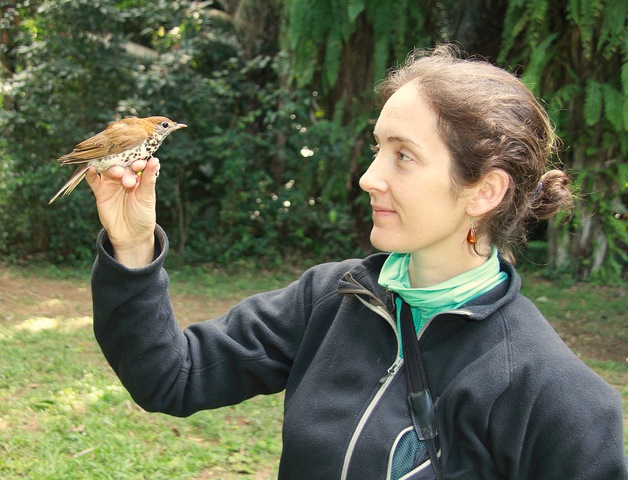 Emily with Wood thrush