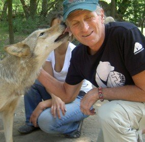 Marc Bekoff and a Wolf
