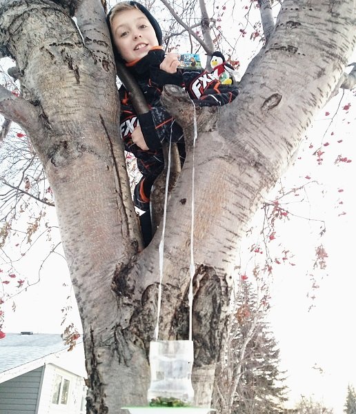 Nick and his bird feeder