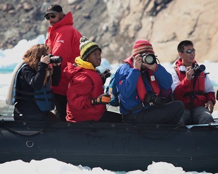 Students on Ice youth aboard a zodiac zodiac, Students on Ice, Youth, Arctic