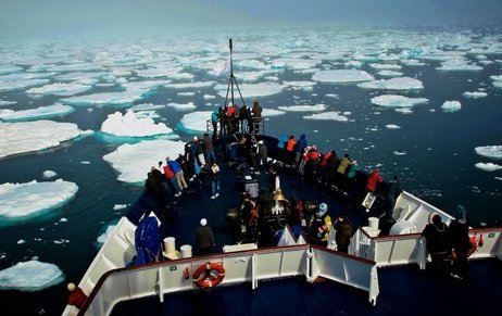 Students on Ice boat off the coast of Greenland Greenland, Arctic, youth, boat, glaciers