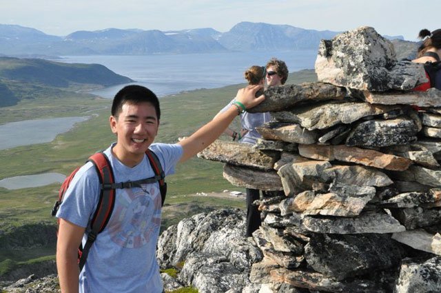 Joey beside an Inukshuk Joey, Inukshuk, Arctic