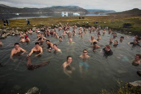 taking a bath in an Arctic hot spring Arctic, hot spring, Students on Ice,