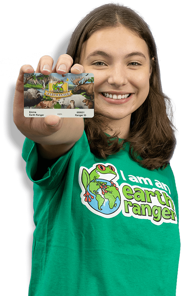 Earth Ranger Member Holding Out a Membership Card